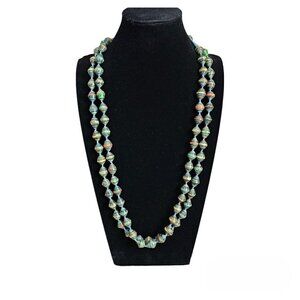 Vintage Magazine Paper African Multi Color Beaded Necklace